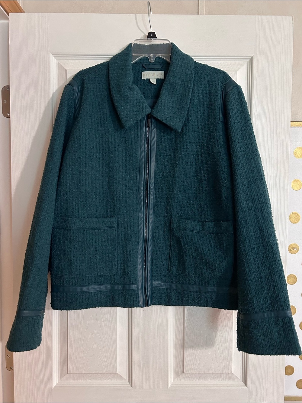 Ryegrass Teal Tweed Zip-Front Jacket